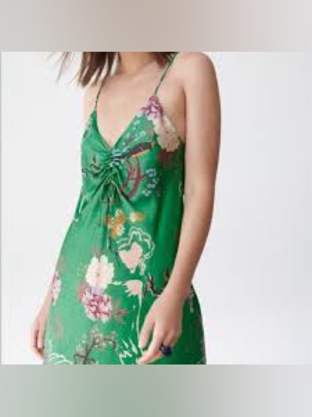 Zara tropical print satin slip dress mini length size XS